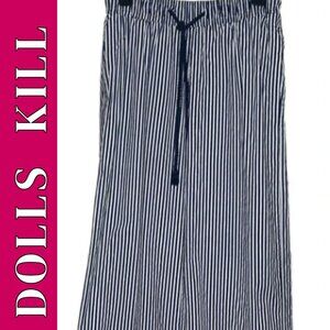 Dolls Kill Edikted Pants Size Small Blue and White Striped Drawstring Waist